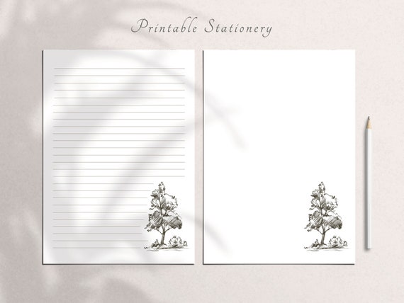 Tree Stationery Paper, Minimalist Stationary Paper, Digital Download, Lined  Paper Download, Letter Writing Paper, Vintage Stationary Paper 