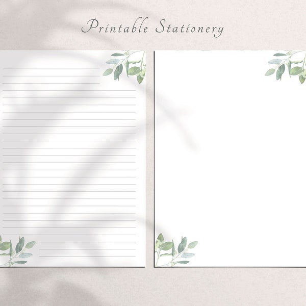 fancy writing paper printable Botanical Printable Stationary Paper, stationary paper, Minimalist Writing Paper, Letter, Lined Paper Download, A4 Letter Writing Paper