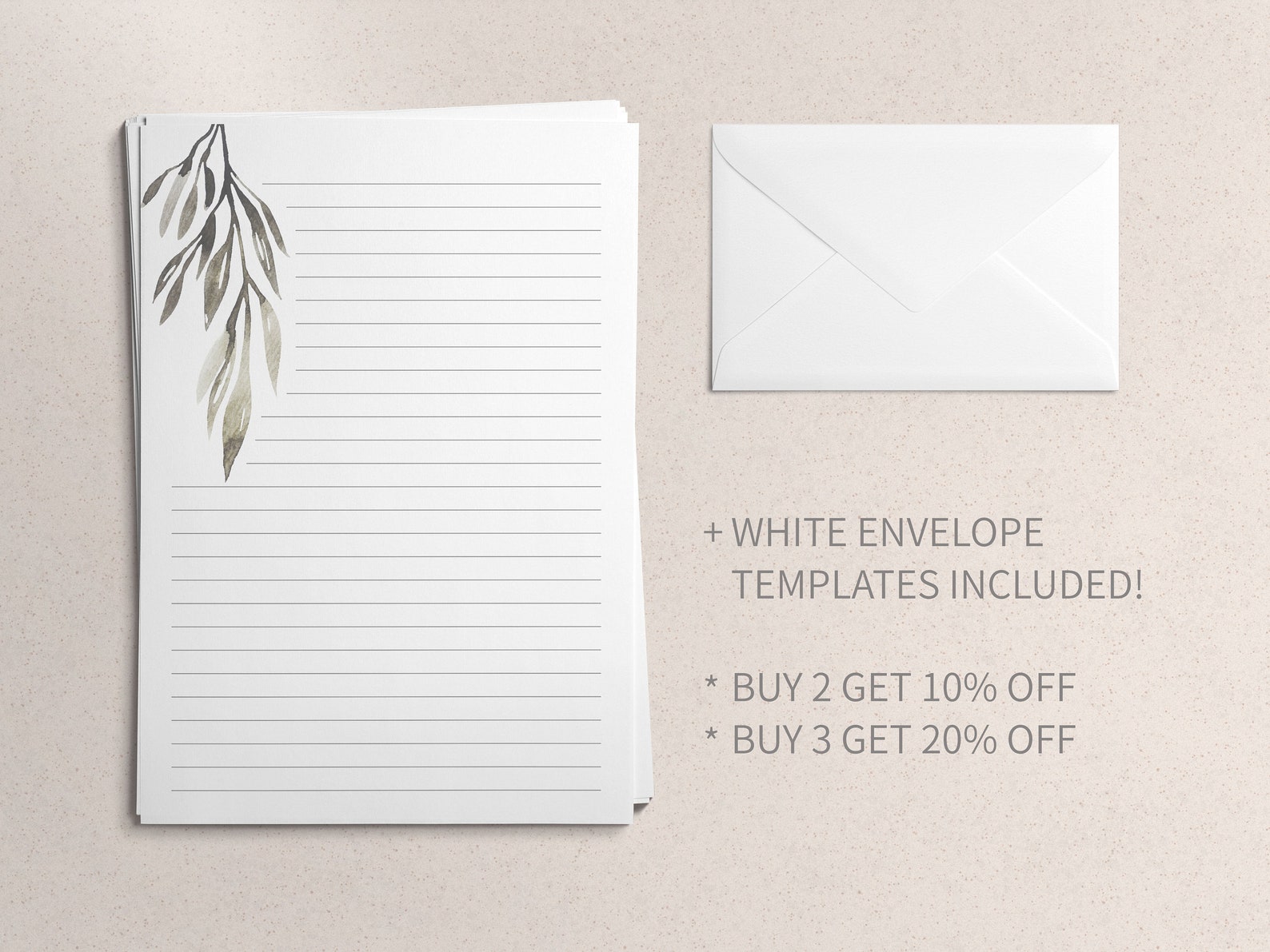 Printable Stationery Paper, Minimalist Writing Paper, Botanical ...
