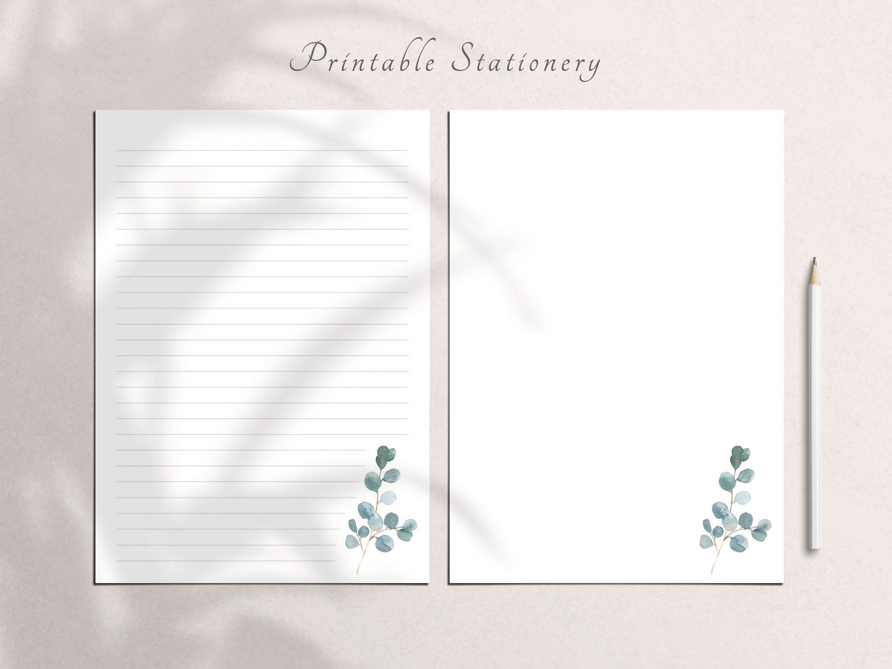 Beautiful Printable Stationery Paper Minimalist Writing | Etsy