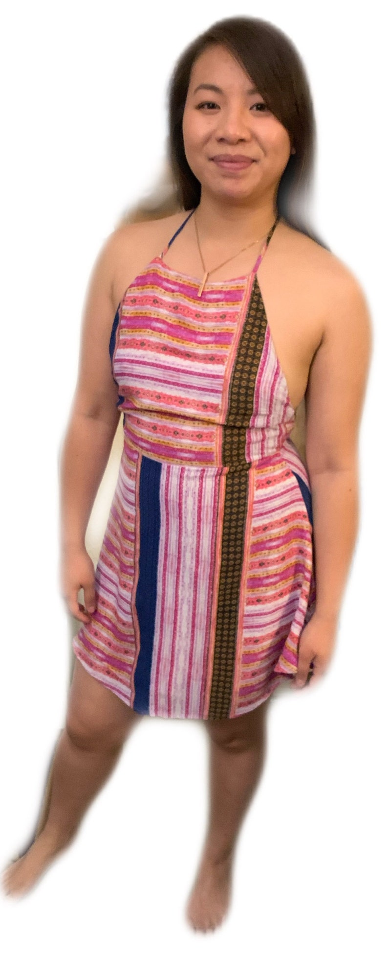 Multi-Color Striped Backout Dress