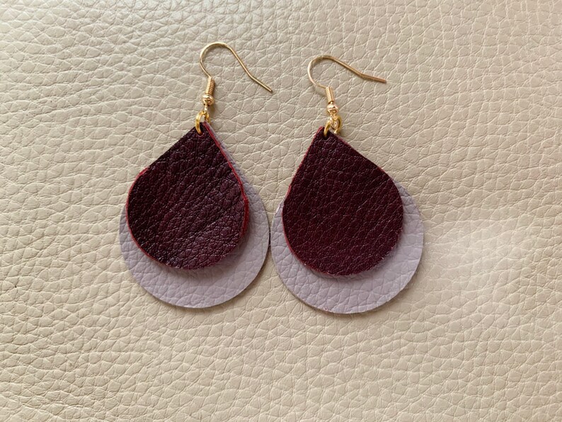 Tear Drop Leather Earrings
