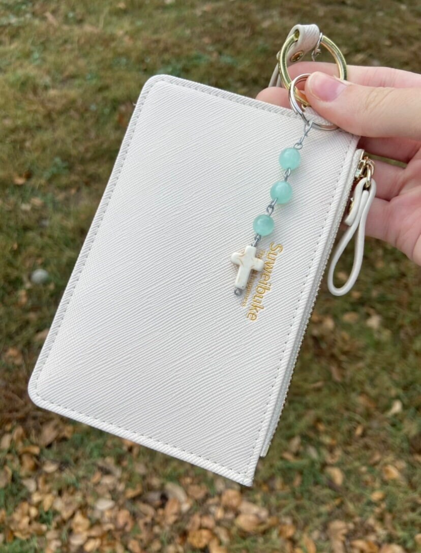 Cross Keychain Beaded Keychain Blue Keychain - Etsy