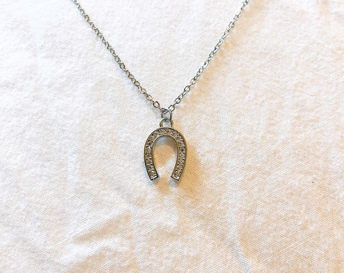 Horseshoe Necklace, Cowgirl Necklace, Sterling Silver Necklace, Stainless Steel