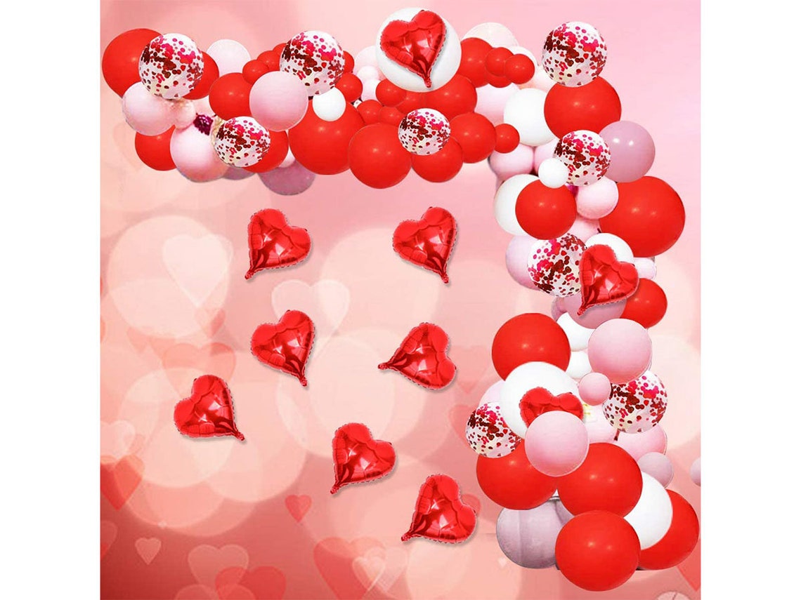 115 Pack Valentines Day Balloon Arch Garland Kit Pink White Etsy