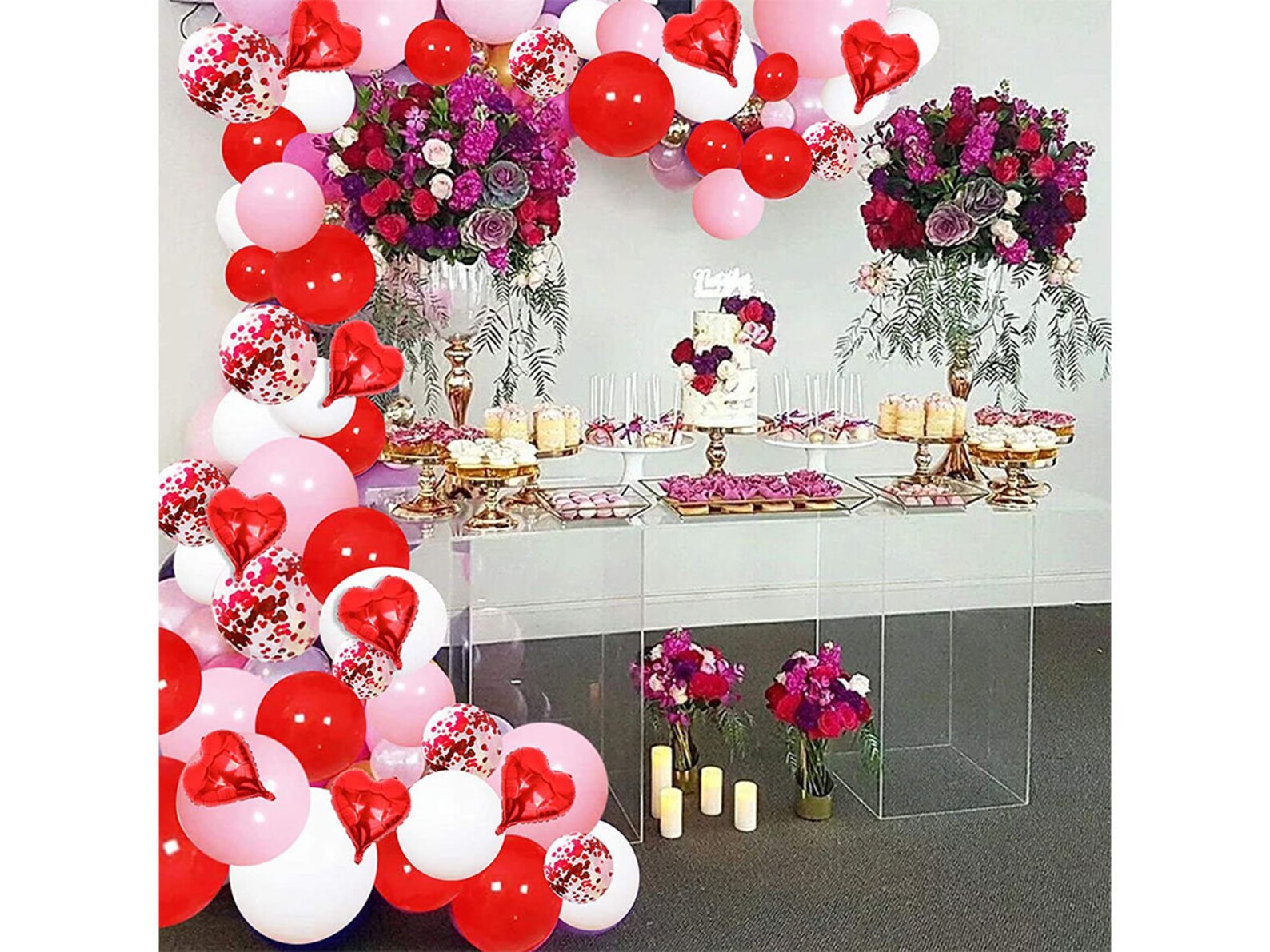 115 Pack Valentines Day Balloon Arch Garland Kit Pink White Etsy