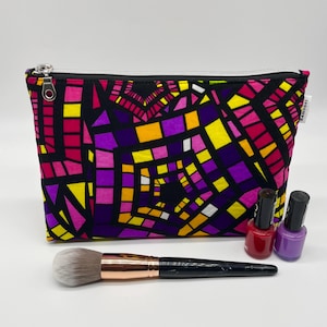 African (kente) cotton print makeup/wash bag