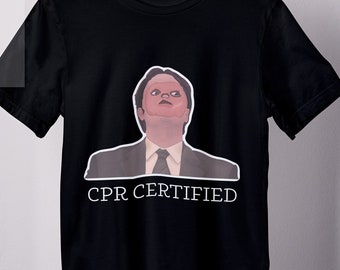 Maglietta a maniche corte unisex da uomo e da donna con certificazione CPR Dwight Schrute The Office