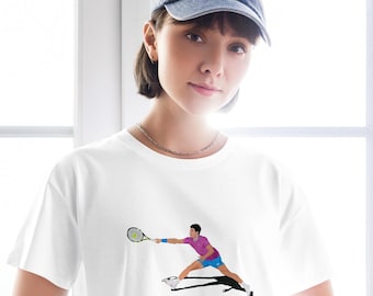 Carlos Alcaraz Crop Top – Maglietta da tennis da donna – Maglietta da fan di Alcaraz – Regalo per giocatore di tennis – Maglietta corta con grafica sportiva – Grand Slam Merch