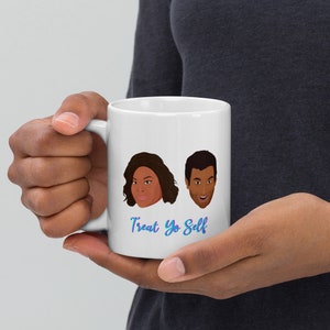 Treat Yo Self White Glossy Mug Parks and Rec