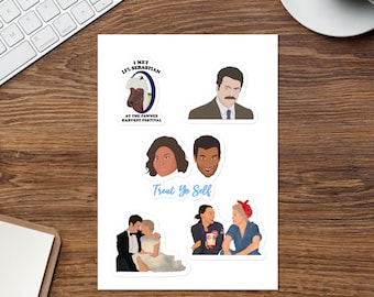 Parchi e ricreazione Adesivi lucidi Bottiglie d'acqua Computer portatili Regali Ron Swanson Leslie Knope Lil Sebastian Ben Wyatt Ann Perkins Tom Donna