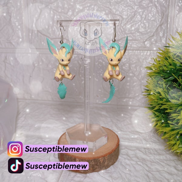 Leafeon earrings / pokemon earrings