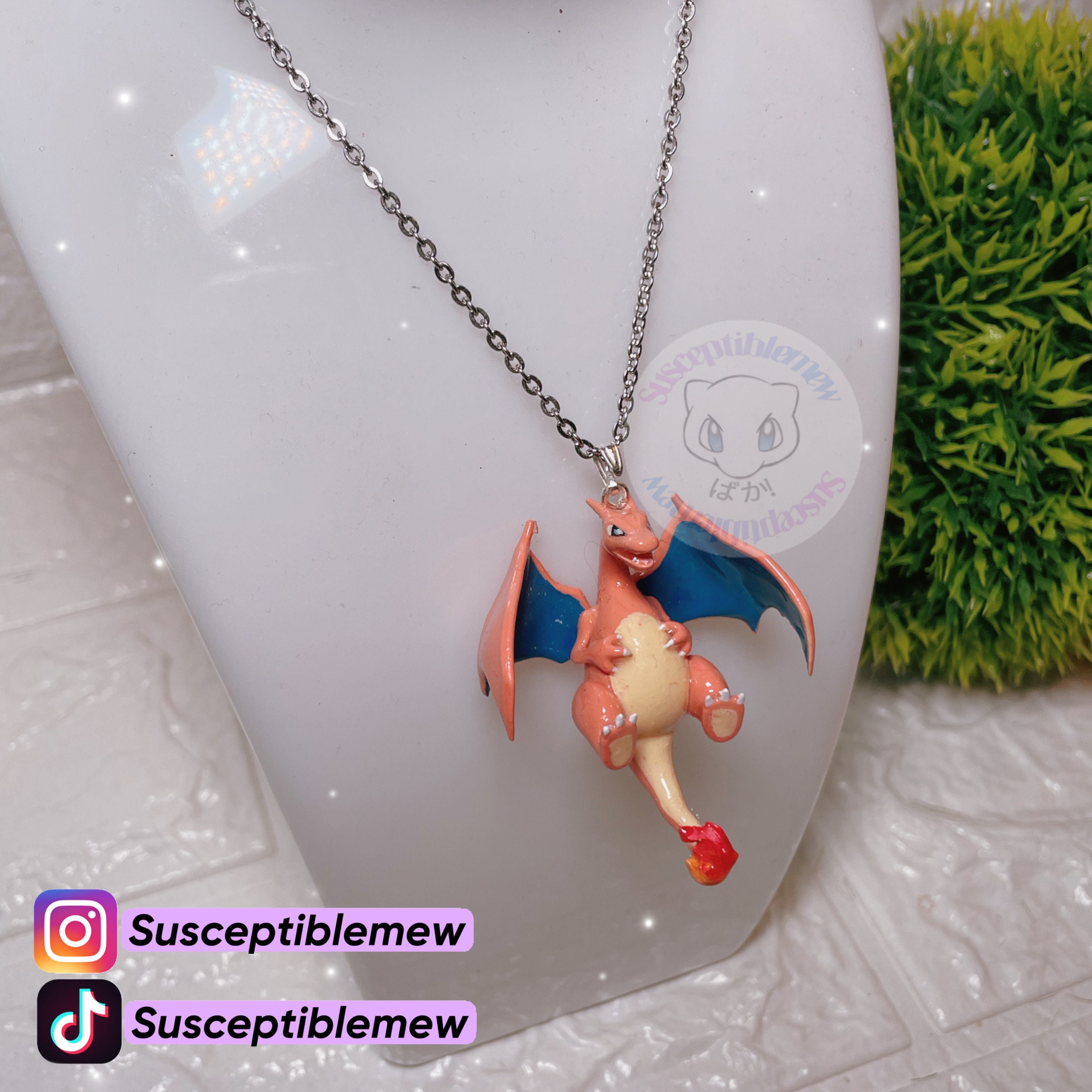 charizard pokemon card necklace Charizard Necklace/ Pokemon Necklace