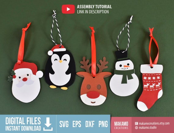 Christmas Tags SVG, Layered Ornament Templates (Digital Download Cut Files For Cutting Machines)
