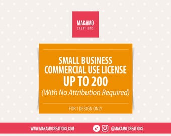 Licencia comercial para pequeñas empresas (hasta 200 copias) sin necesidad de atribución / Para un diseño