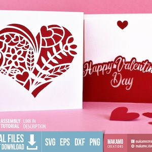 Cartão de feliz dia dos namorados SVG, cartão de coração floral svg, cartão de aniversário, cartão de dia das mães, download digital de arquivos de corte para cricut