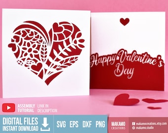 Floral hart Valentijnsdag kaart SVG: verjaardag, Moederdag (digitale download)