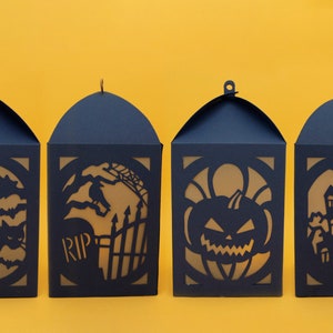 DIY Halloween Lantern SVG, Halloween Decor Project, Halloween cricut decor, Halloween outdoor decor, Halloween lamp. image 3