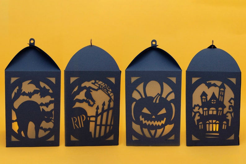 DIY Halloween Lantern SVG, Halloween Decor Project, Halloween cricut decor, Halloween outdoor decor, Halloween lamp. image 3