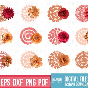 Puede incluir: Conjunto de 10 archivos de corte digital que presentan dise&ntilde;os intrincados de mandalas con una flor en el centro. Las mandalas son en tonos naranja y rosa, y las flores son en tonos rojo y naranja.