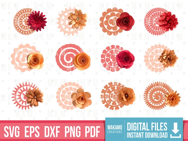 Puede incluir: Conjunto de 10 archivos de corte digital que presentan dise&ntilde;os intrincados de mandalas con una flor en el centro. Las mandalas son en tonos naranja y rosa, y las flores son en tonos rojo y naranja.