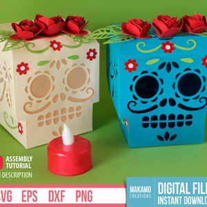 DIY Day of the Dead Skull Lantern svg, Skull lantern svg, Gift Box svg, Halloween Skull design, Halloween decor, sugar skull