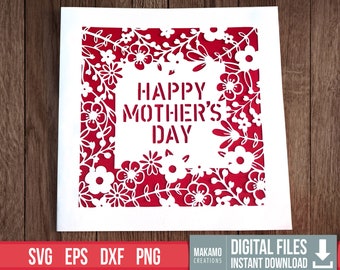 Floral Mother's Day Card Template SVG (Digital Download)