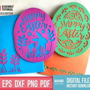 Arquivos de corte svg de cartão de feliz Páscoa para cricut, modelos de cartão de feliz Páscoa faça você mesmo, download instantâneo de cartão de felicitações de Páscoa, cartão de ovo svg