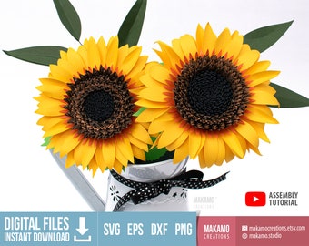 3D Sunflower Svg, Paper Sunflower svg, Realistic Paper Sunflower, diy svg files for cricut, ideal size for bouquet - 5.5 inches sunflower