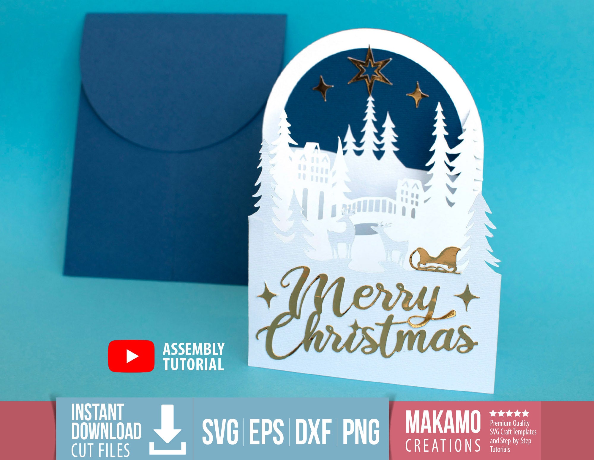 3D Pop Up Christmas Card SVG Template: Classic Design (Digital Download)