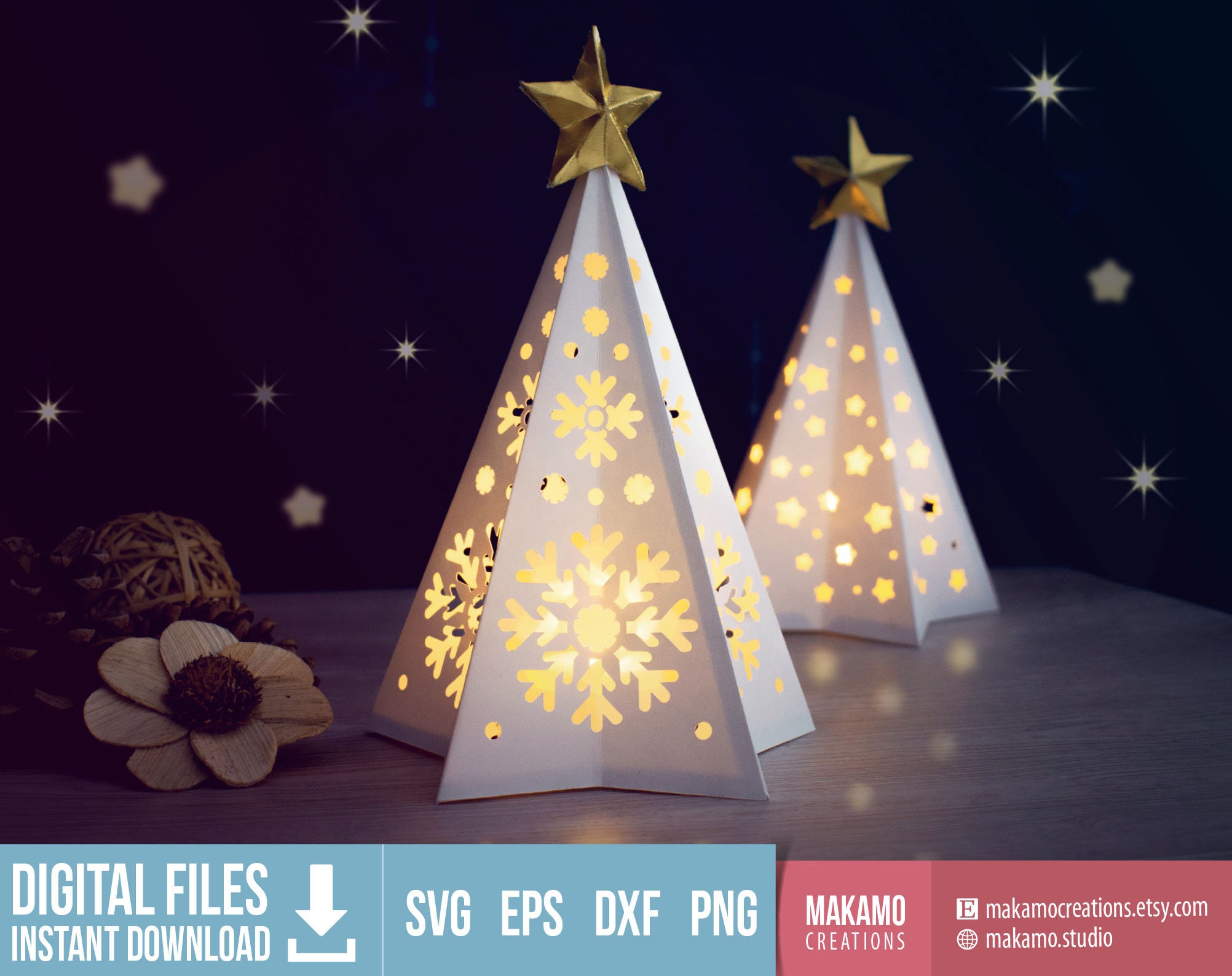 3D Christmas Tree Paper Lantern SVG DIY Christmas Decor - Etsy