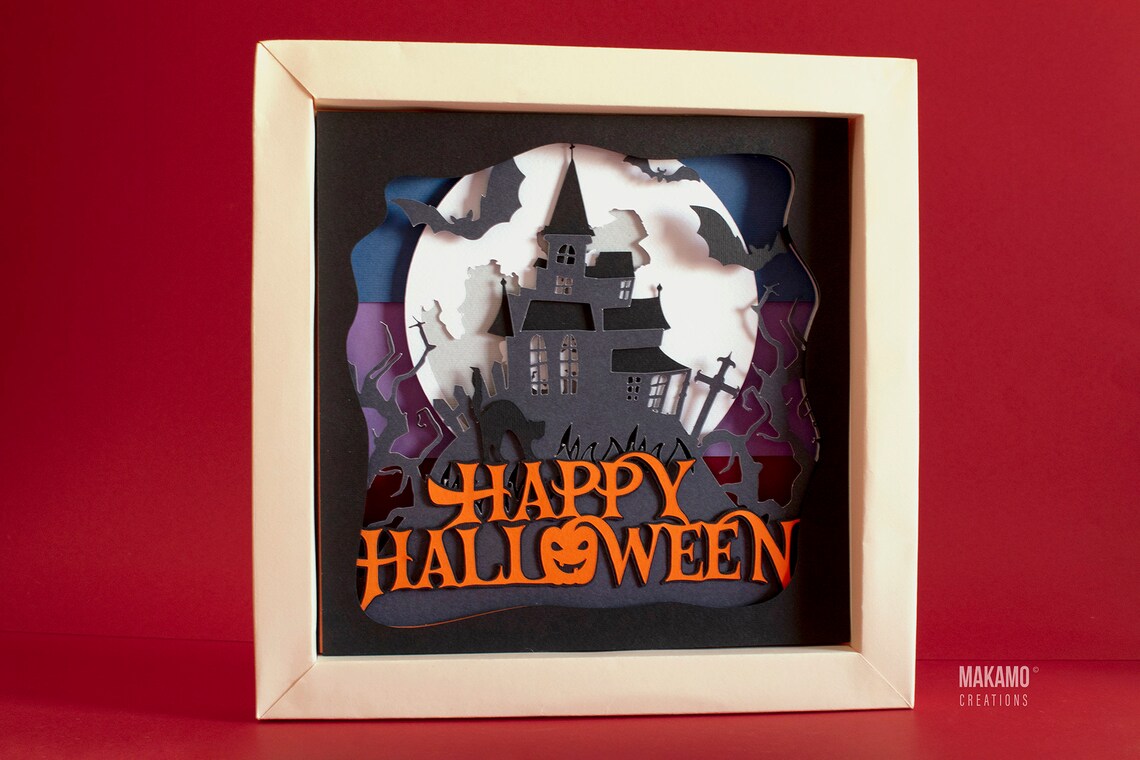 Happy Halloween Haunted House Shadow Box SVG Horror 3D Etsy