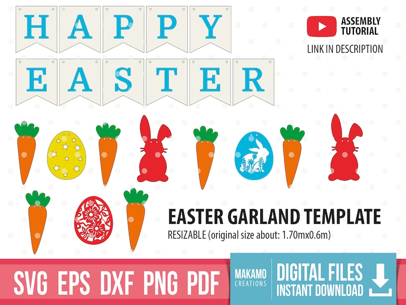 Easter Bunting Banner svg Easter garland svg Easter kids crafting project Easter wall decoration