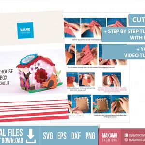 3D vogelhuisje geschenkdoos SVG: Moederdag Cricut-sjabloon (digitale download) afbeelding 2