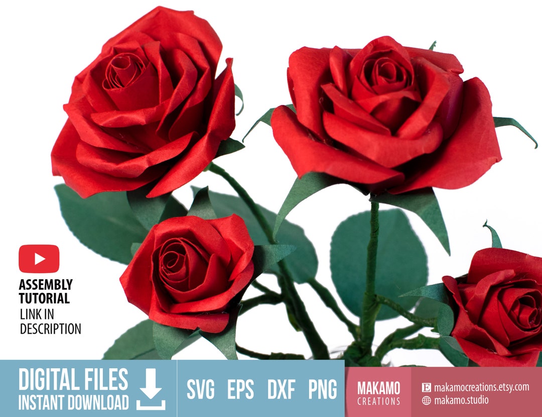 3D Paper Rose Svg, Rose Template for Cricut, Paper Flower, Realistic