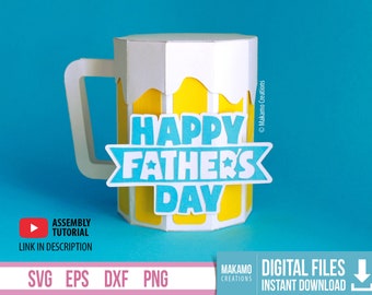 Plantilla SVG de tarjeta de regalo para jarra de cerveza del Día del Padre (descarga digital)