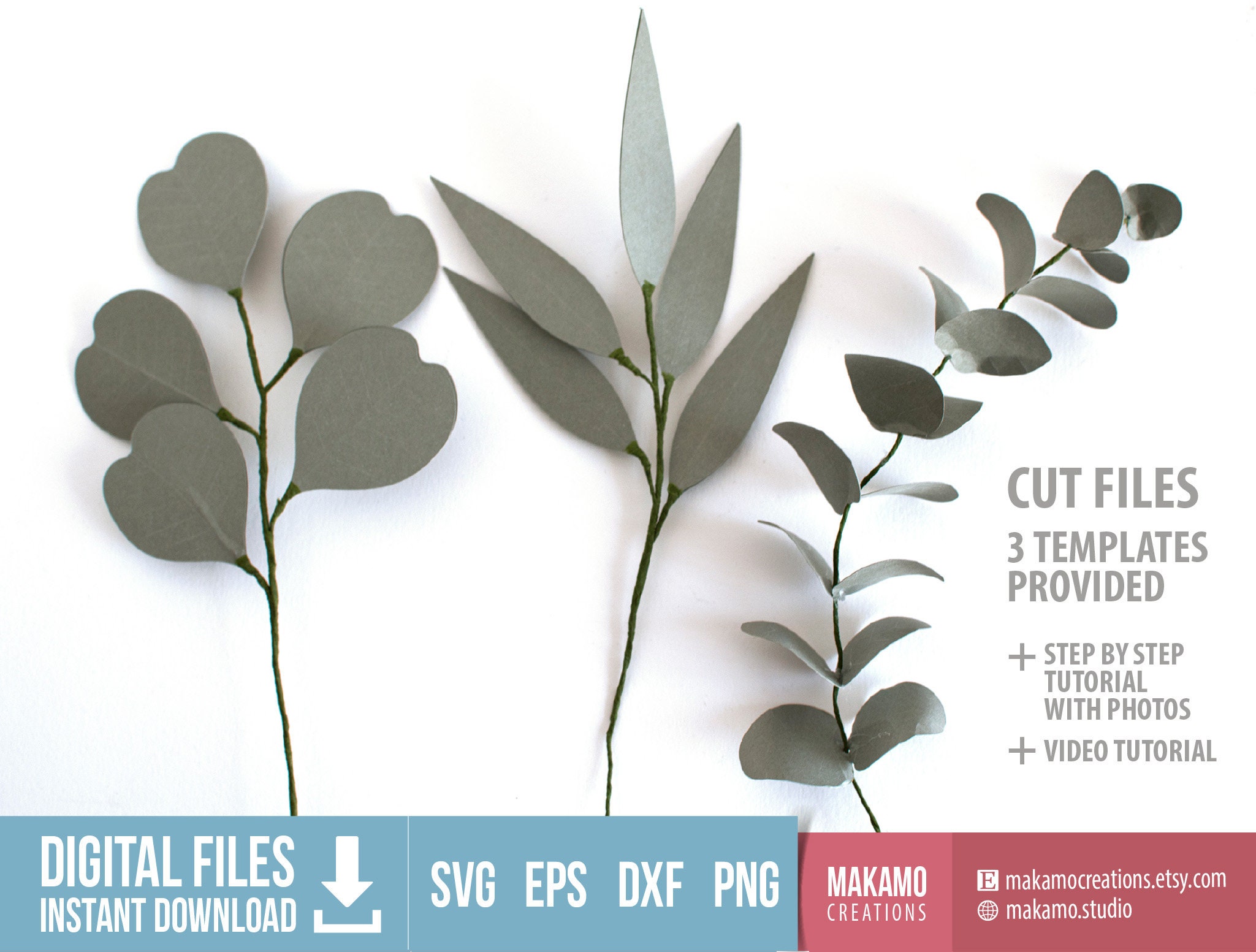 Paper Willow Eucalyptus Leaves Template I SVG File I Cricut Machine I