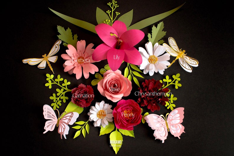 rolled flower svg and leaf svg bundle, diy flower templates, svg files for cricut, 3d flower, spring svg, paper flower svg, graduation cap topper flowers