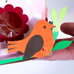 3D vogelhuisje geschenkdoos SVG: Moederdag Cricut-sjabloon (digitale download) afbeelding 6