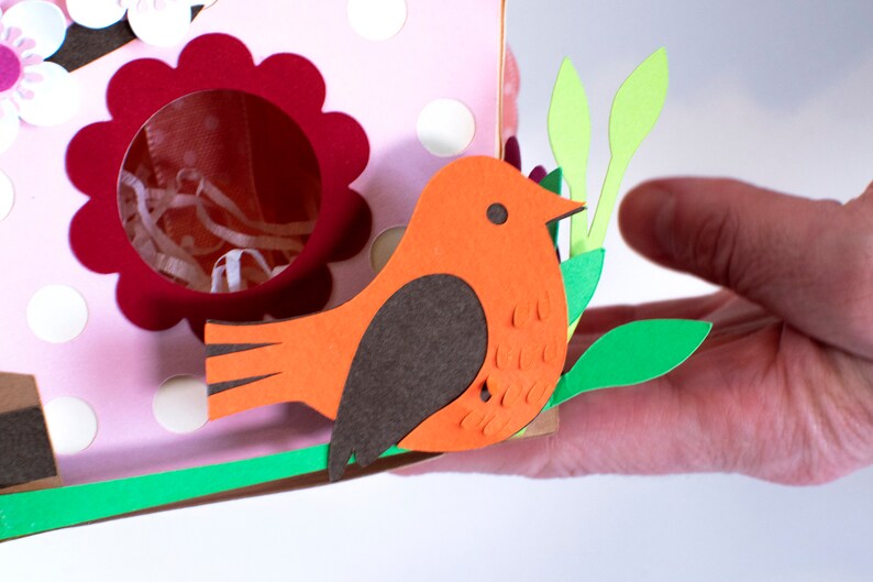3D vogelhuisje geschenkdoos SVG: Moederdag Cricut-sjabloon (digitale download) afbeelding 6