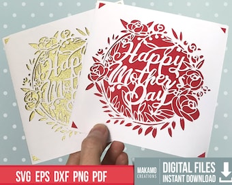 Mother's Day Card SVG Template: Cricut Cut File (Digital Download)