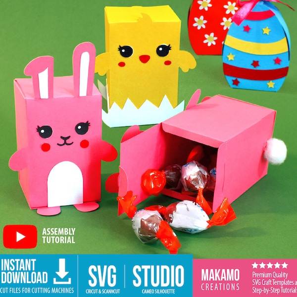 Ostern Candy Box SVG Bundle: Hase, Küken & Ei Vorlagen (DIY-Projekt)