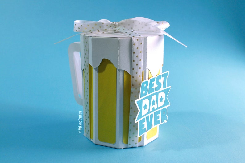 Father's Day Beer Mug Gift Box Card SVG Template. DIY Etsy