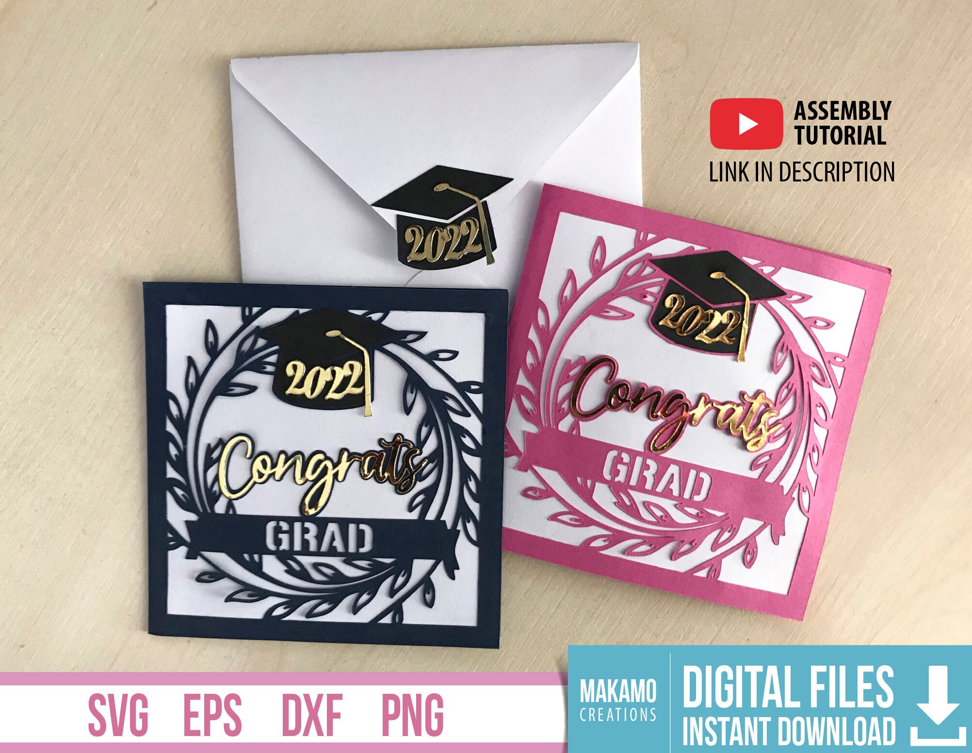 Graduation Card SVG DIY Congrats Card SVG Class of 2022 - Etsy