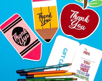 Teacher Appreciation Gift Card Holder SVG Bundle: Apple, Crayon, Pencil (Digital Files)