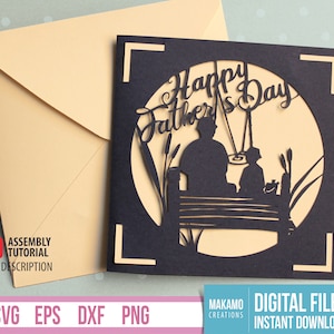 Happy Father's Day Card SVG, DIY Vaderdag kaartsjabloon, Dad Fishing Card SVG-bestanden voor Cricut, digitale download