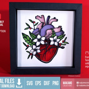 Coeur Shadow Box Svg, Svg de la Saint-Valentin en couches, Shadowbox Cricut Project, cadeau d'anniversaire, décoration de la Saint-Valentin