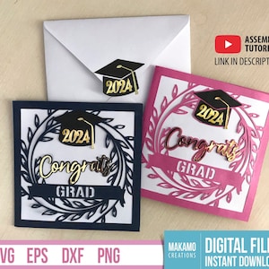 Carte de remise des diplômes SVG, bricolage carte de félicitations SVG, modèle de carte de remise de diplômes de félicitations de la promotion 2025, fichiers de coupe pour Cricut, téléchargement numérique