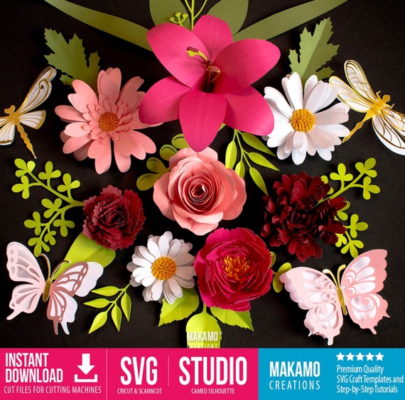 Realistic Rolled Flower SVG Bundle: Rose, Daisy, Lily & More (Digital Cut Files For Cutting Machines)