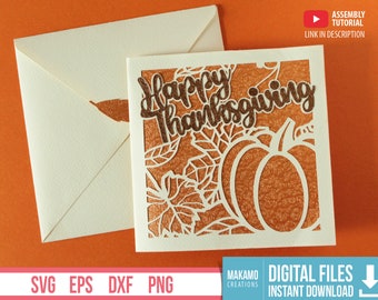 Thanksgiving Card SVG Template: Fall Invitation Cut File (Digital Download)